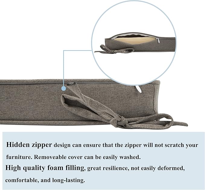 FUNHOME Indoor/Outdoor Chair Cushions Set of 2, 18 x 18 x 2.5 Inch Square Corner Outdoor Cushions for Patio Furniture,2 Packs Patio Chair Cushions with Ties-Beige Coffee