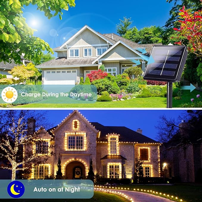 4-Pack Solar String Lights for Outside, Total 400LED Solar Fairy Lights Waterproof, Outdoor Twinkle Lights Copper Wire 8 Modes Solar Outdoor Lights for Xmas Tree Garden Party Wedding Decor(Warm White)
