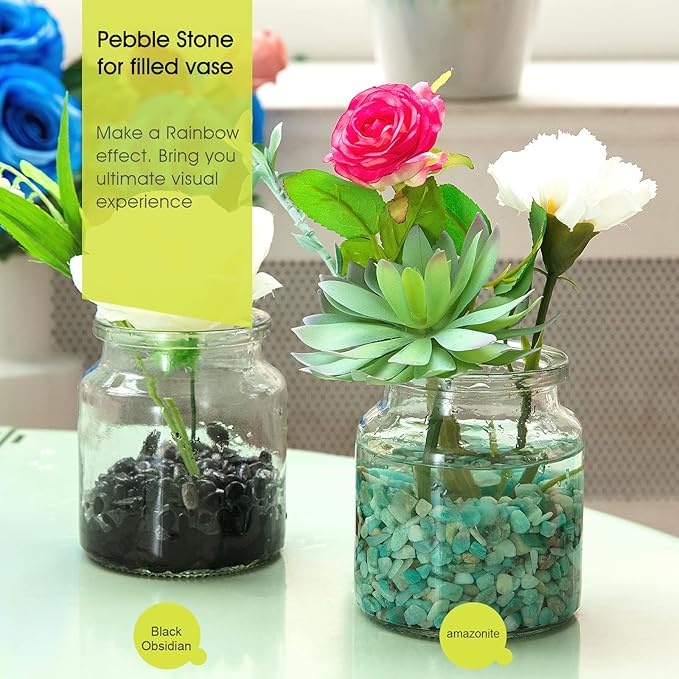 RIFNY Decorative Polished Rocks, 0.3" Gravel Rocks Crushed Crystal for Plant Flower Pots Succulents Cactus Bamboo Plant Vase Filler Aquarium Fish Tank Decorations (1.5 LB, Black Obsidian)