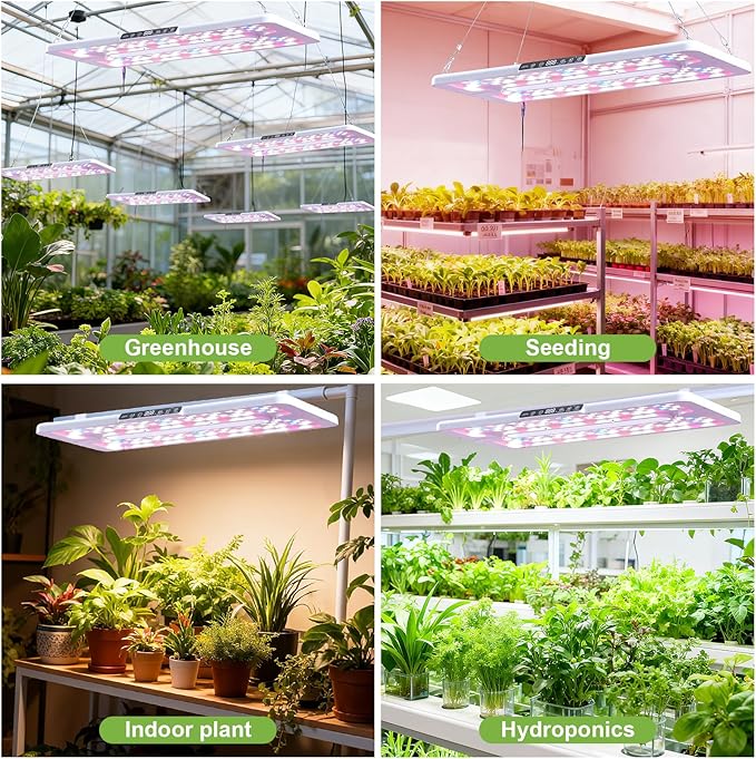 22" x 10" Grow Lights for Indoor Plants and Vegetables, Full Spectrum LED Growing Lamp for Indoor Garden Greenhouse - Features Two Smart Light Mode, 12~23H Timer - 2 Pack (2 in Series White)
