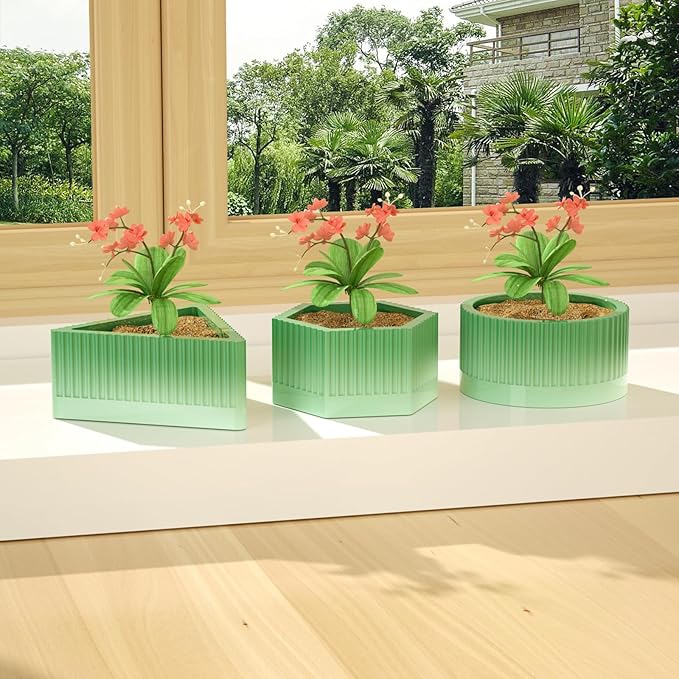 Round Striped Concrete Flower Pot Silicone Mold Succulent Planter Vase Cement Clay Mold Plaster Epoxy Resin Storage Box Mould