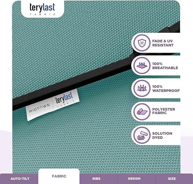 Midtown Umbrellas The Lean Patio Umbrella (Terylast Fabric - Seawater, 10 Foot)