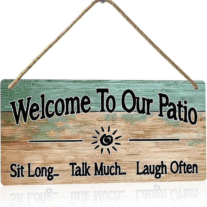 Outdoor Patio Signs For Outside Welcome To Our Patio Sign Outdoor Patio Wall Decor Personalized Wood Garden Signs For Outside Porch Sign Beach Signs 6x12 Inch