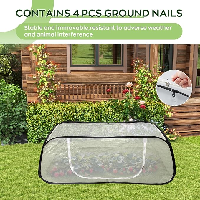 Greenhouse Cover for Raised Garden Bed-45''x22''x16'' Raised Bed Cover Freeze Protection with Zipper Door in Winter,Seedlings Plants Growth Cover Against Pests & Animals in Spring