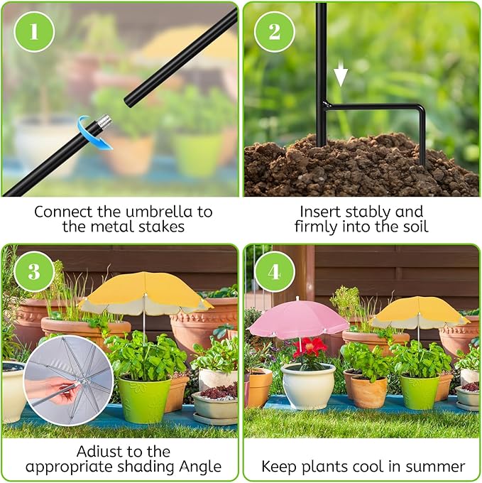 JOLVAK Plant Umbrellas for Outdoor Plants,Adjustable Garden Shade Umbrella for Potted Plants & Garden Beds from Direct Sunlight