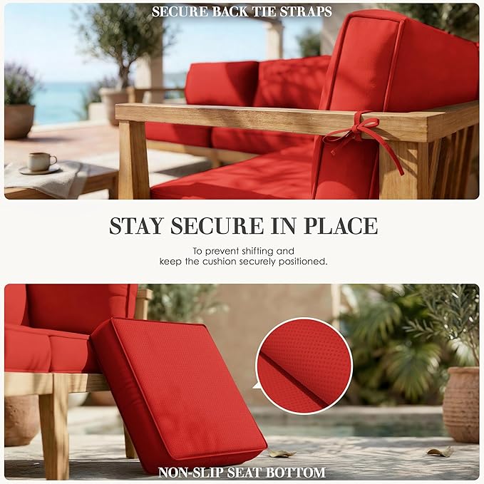 Outdoor Replacement Cushions for Patio Furniture, 5" Foam High-Density, 14-Piece Water-Resistant Outdoor Cushion for 6-Seat Sectional Patio Conversation Sets, Liner&Cover