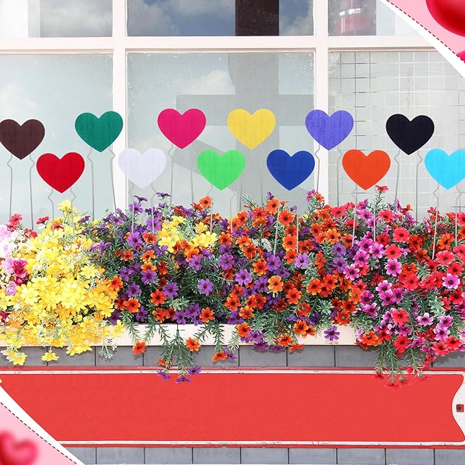 12 Pcs Valentine's Day Heart Stakes Rustic Heart Decorative Garden Yard Stakes Valentines Plant Yard Signs for Valentine's Day Indoor Outdoor Patio Plant Pot Pathway Lawn Decoration