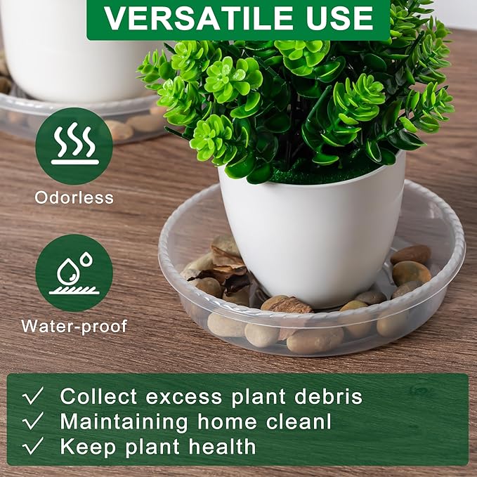 Plant Saucer - 6 Pack 6 Inch Plastic Plant Trays for Pots with Plant Tray Design - Plant Saucers for Indoors and Outdoors No Holes Use - Plastic Plant Saucer for Potted Plants - Plant Drip Trays