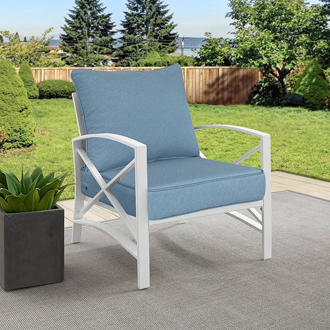 Goodgoods 24x24 inch Outdoor/Indoor Deep Seat Patio Cushion Set of 1 Resilient Foam Filling Water Repellent Stain-Resistant UV Resistant Weather Resistant Deep Seat Bottom Light Blue