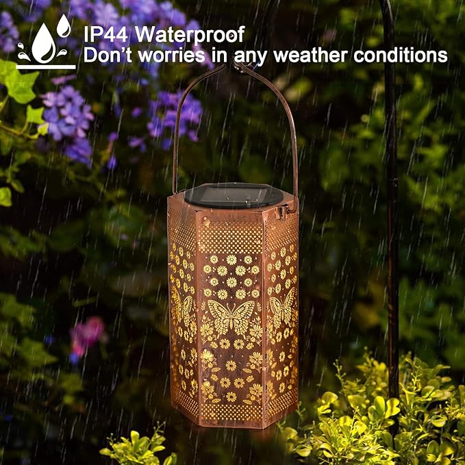Solar Lights Outdoor Butterfly - Mothers Day Gifts for Mom Grandma - Birthday Day Gifts for Women, Butterflies Solar Lantern Outdoor Waterproof Outdoor Decoration for Outside