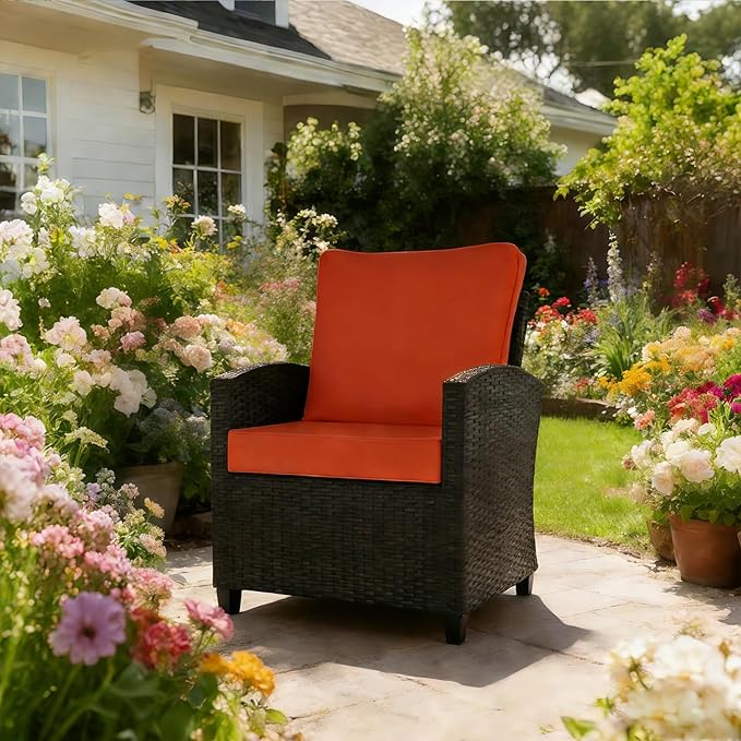 Goodgoods 24 x 28 Outdoor Patio Deep Seat Cushions 2-Pack, 1000+ Hours Fade-Resistant & Water-Resistant Outdoor Furniture Chair Cushions with 30D High-Resilience Foam for Sofa Chair, Quarry Red