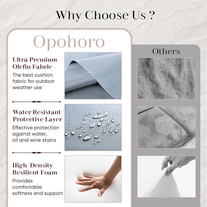 Luxury Outdoor Seat Cushion Set-24 x 24 x 6 Inch Outdoor Chair Cushions with Water Resistant & Removable Cover Outdoor Cushions for Patio Furniture Chair Sofa Couch
