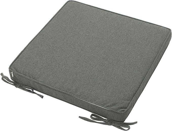 Magpie Fabrics Indoor Outdoor Waterproof Square Chair Cushion, 18" x 18" x 2.5", 2 Pack, Water Resistant Seat Cushions, for Patio Garden Office, Dark Grey