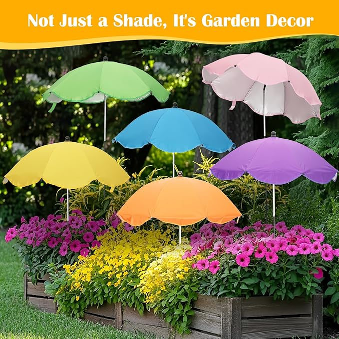 Plant Umbrellas for Outdoor Plants - 26" Large Garden Sun Shade for Plants with Adjustable Angle & Height (Max 43") - Plant Shades for Outdoor Plants, Flowers & Garden Beds - Plant Umbrella Shade for Potted Plants
