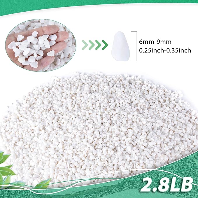 Succulent Rocks for Plants Tiny Pebbles for Planters 2.8LB Pea Gravel Bulk Course Sand Soil Small Decorative Stones for Indoor Bonsai Pots Cactus Top Dressing Aquarium Garden Landscape, White