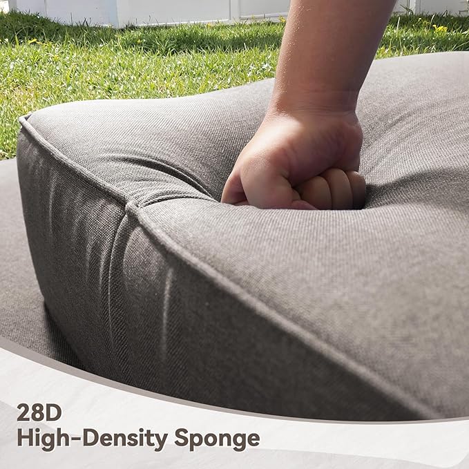 6" Thick Outdoor Cushions 24x24x6, 8-Set Deep Seat Patio Cushions with Removable Cover, Waterproof & Fade Resistant Replacement for Wicker Chair, Loveseat, Sofa - Grey