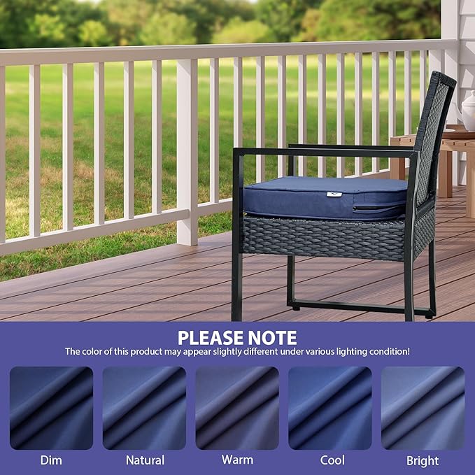 Outdoor Chair Cushions Set of 4, Waterproof Outdoor Seat Cushions for Patio Furniture, Patio Chair Cushion with Handle and Ties, Round Out Door Chair Pads,18.5" x 16" x 3", Navy Blue