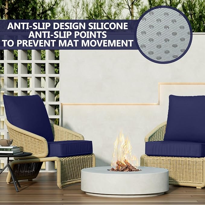 24" x 24" x 6" Outdoor Deep Seat Cushions Set - 4 Set Waterproof & Fade Resistant Patio Furniture Replacement Cushions, Non-Slip Outdoor Cushions Fit Loveseats, Couches, Chairs, and Sofas.