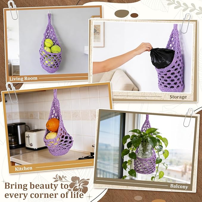 Macrame Wall Plant Hanger, Hanging Planter Basket Holder, Wall Planters for Indoor Plants, for Up to 6 Inch Pot (Purple, 6-Inch)