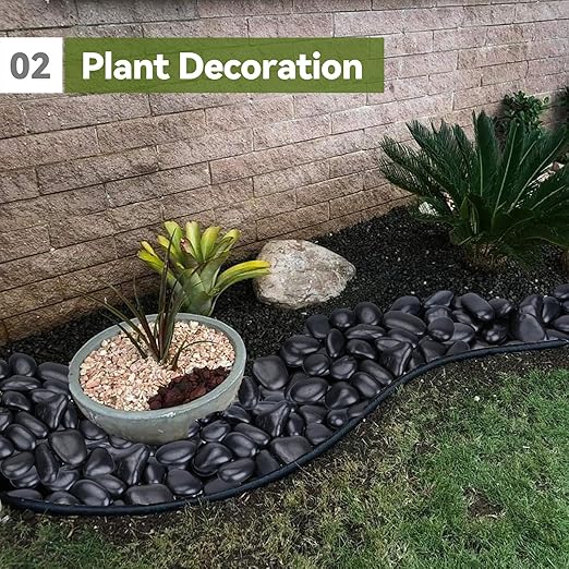 40 lbs Black Stones for Plants Indoor, 3-4 Inch Decorative River Rocks for Plants, Flower Pots, Vase, Polished Garden Stones for Outdoor Landscaping, Walkways, Yard