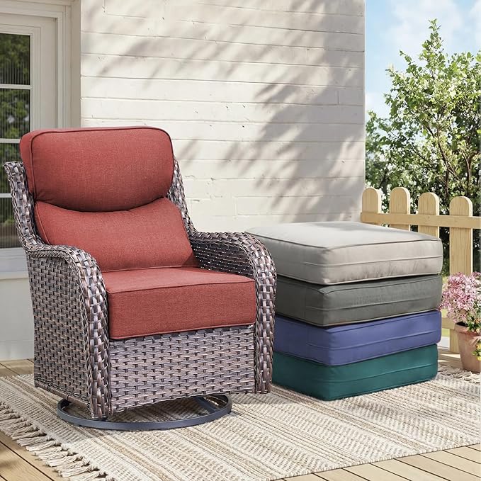 Luxury 6-Inch Outdoor Chair Cushions - 24"* 24" Patio Furniture Cushions with Dual Layer Back Support & Removable Cover, 28D High Density Sponge Patio Cushion for Outdoor Furniture Couch Red