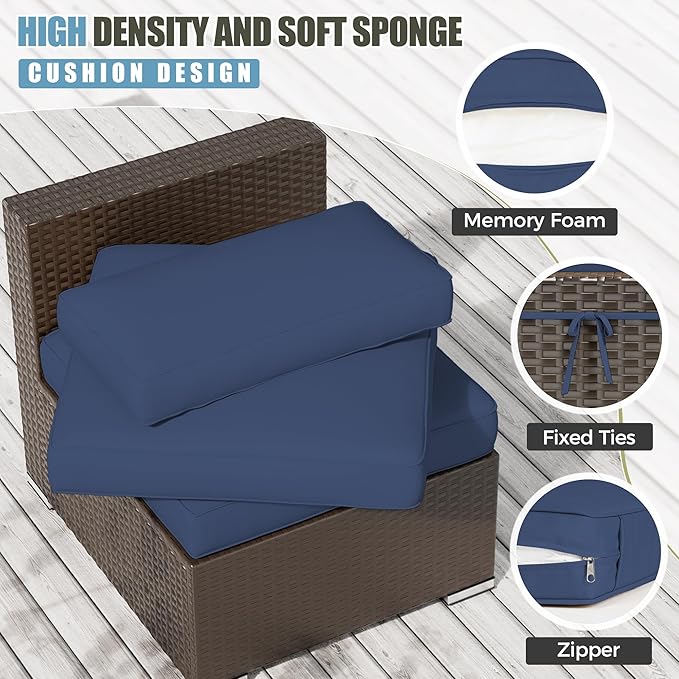 Oakcloud Oakmont Outdoor Replacement Cushions for Patio Furniture,Water-Resistant Cushion for Patio Conversation Set,9-Piece Cushions for 4-seat Outdoor Sectional Sofa(Dark Blue)