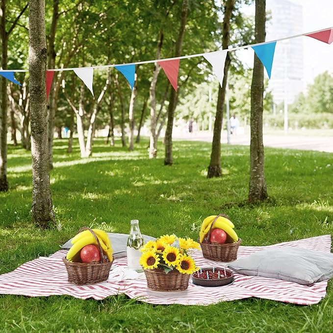 Barydat 6 Pcs Small Wicker Picnic Basket with Handle Flower Girl Baskets Oval Willow Woven Braided Gift Basket for Easter Weddings Baby Shower Home Garden Decor (Brown,9" x 7" x 4")