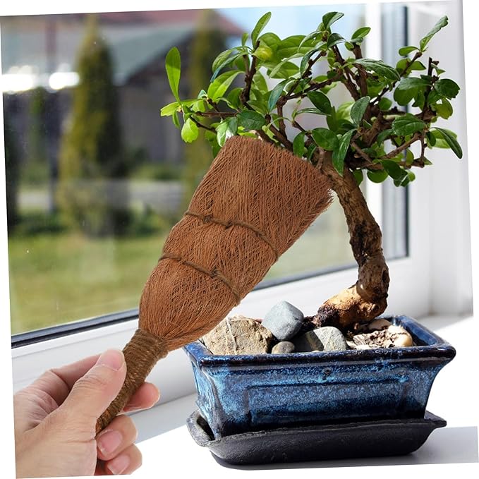 Happyyami Bonsai Cleaning Brush Palm Fibre Tool for Garden Washing Stain Removal Multi-use Accessory for Bonsai Plant Care for Garden Enthusiasts