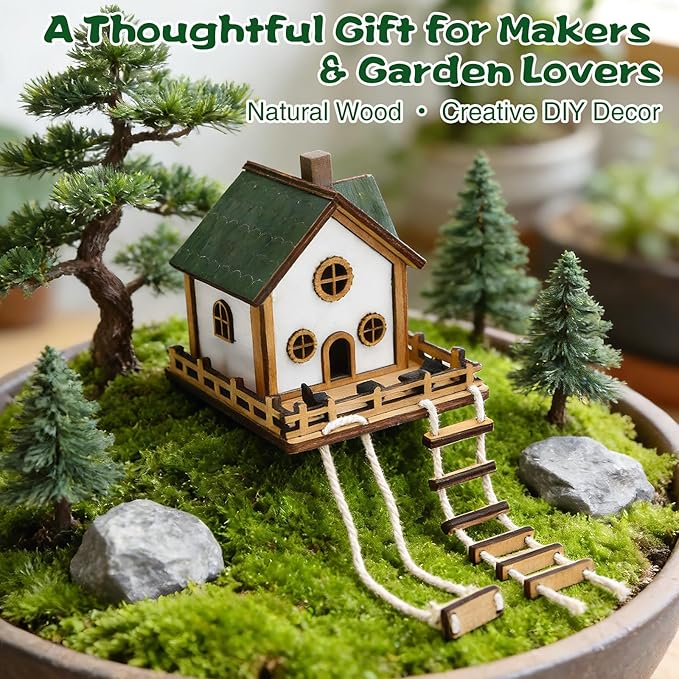 Fairywood Mini Treehouse – Whimsical Wooden Treehouse for Plant Pots, Fairy Gardens & Indoor Greenery