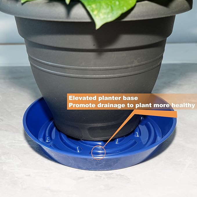 2 Packs Plant Saucer Pot Tray, 12 inch Blue Flower Planter Saucers and Drip Trays