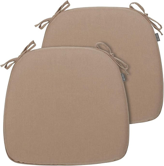Magpie Fabrics 17"x16"x2" U-Shape Chair Cushions with Ties 2 Count, Outdoor Indoor Waterproof All Weather Seat Pads Decoration for Patio Garden Dining Office - Khaki