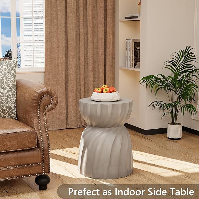 SUNBURY Outdoor Side Table, 19" H Outdoor Accent End Table, Patio Side Tables, Outdoor Coffee Tables, Garden Stool and Plant Stand for Patio, Garden, Living Room, and Backyard