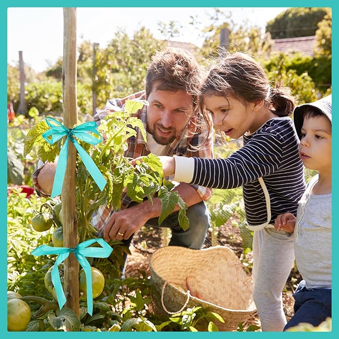 300FT Stretch Tie Tape Roll, 1'' Plant Tape Green Stretch Garden Tie, Thick Sturdy Tree Nursery Tapes Vinyl Stake Ribbon Support for Indoor Outdoor Patio Plant, Tree, Vegetables, Branches