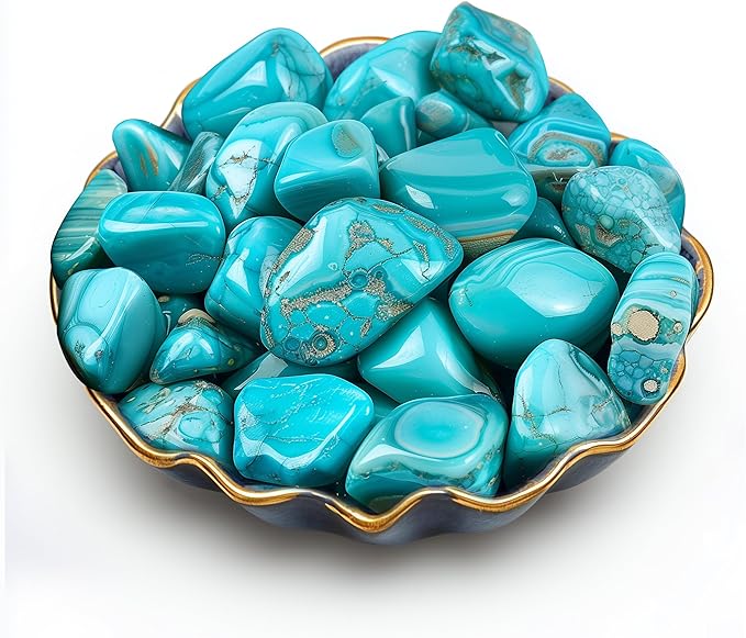Polished Stone Set Turquoise Crystals, 0.8" Handpicked Tumbled Gemstones Rocks, Pebbles for Reiki, Chakra, Healing, Home Decor