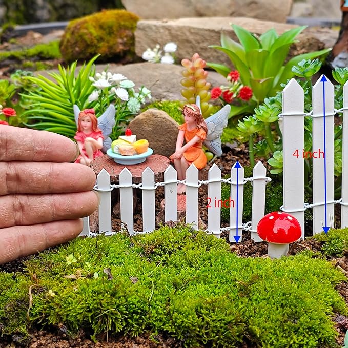 Kai Dream 35-Inch Mini Fairy Garden Fence - DIY Small Wooden Decorative Picket Fence for Dollhouses, Crafts, Dioramas, Plant Pots, and Micro Landscape