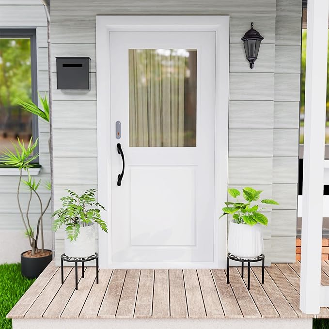 Plant Stand Plant Holder - 7.9 x 7.9 x 5.9 inches Flower Stand for Garden Courtyard, Heavy Duty Plant Rack for Multiple Plant Indoor or Outdoor, Black.