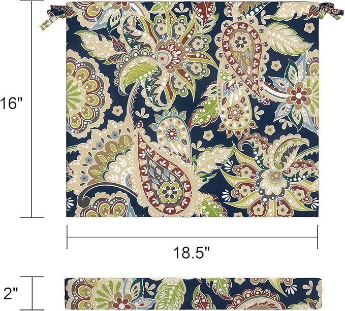 LVTXIII Outdoor Chair Cushions, Fade-Resistant Patio Furniture Cushions Outdoor Chair Pads with Ties for Dining Chairs and Garden Furniture Use, 18.5"x16"x2" 4 Pack, Paisley Sapphire Blue