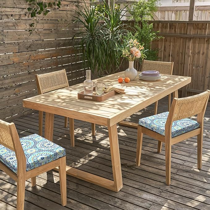 LVTXIII Outdoor Seat Cushions Set of 4 Square Corner Chair Cushions with Ties, Patio Chair Pads for Home Office and Patio Garden Furniture Decoration 18.5"x16"x2", Delancey Lagoon
