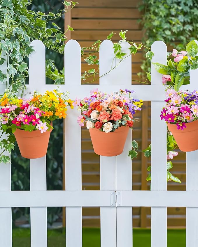 20 Packs Terracotta Pots Hanger Hooks,Sturdy Thick Stainless Steel Plant Hanger,Flower Pot Holders for Clay Pots,Wall and Fence Mounted Plant Holder,Terra Cotta Pot Hanging Holders(Side Hang,20Pack)