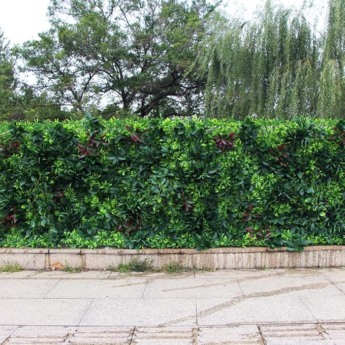 ULAND 40"x40" Artificial Greenery Hedegs Wall, Vertical & Wall Planters Faux Ivy Leaves Backdrop, Verticial Garden Privacy Fence Screen,