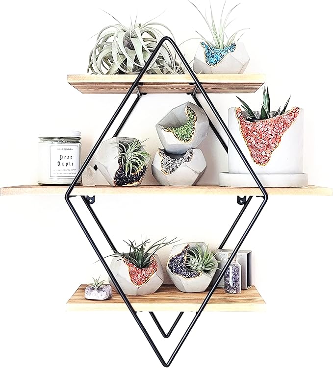 6 Pack Small Crystal Cement Pots - Unique Air Plant Holders - 3 Inch Mini Geode Concrete Plant Pots with Drainage Hole - Geometric Succulent Pots - Decorative Tealight Candle Holders