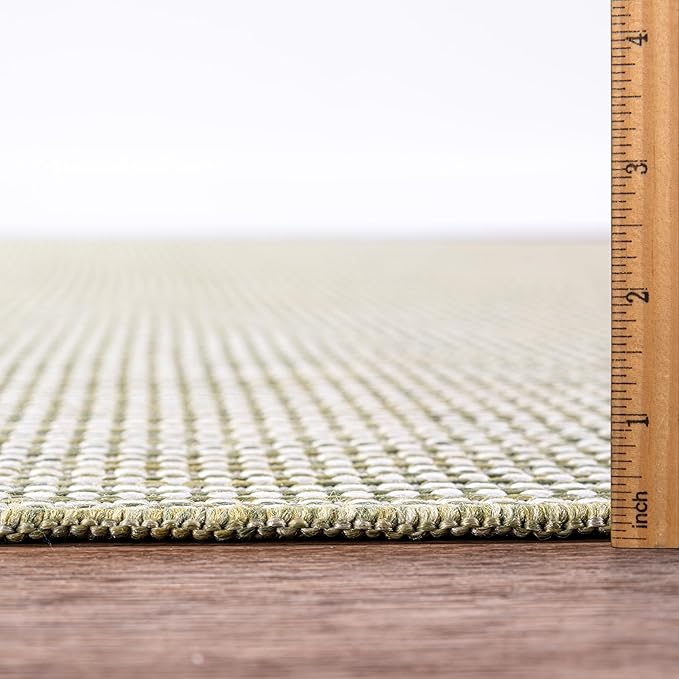 Keen Home Design Terrace Outdoor Runner Rug - 26"x119" Washable Indoor/Outdoor Rug for Patio, Kitchen, Balcony, Beach, Garden, Deck and Porch, Size: 2'2" x 9'11", Solid Green