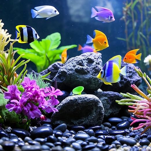 Pebbles for Indoor Plants, 10lbs Black Pebbles 1-2 Inch Decorative River Rocks for Planters, High Polished Stones for Vase Filler Fish Tank Landscaping Garden