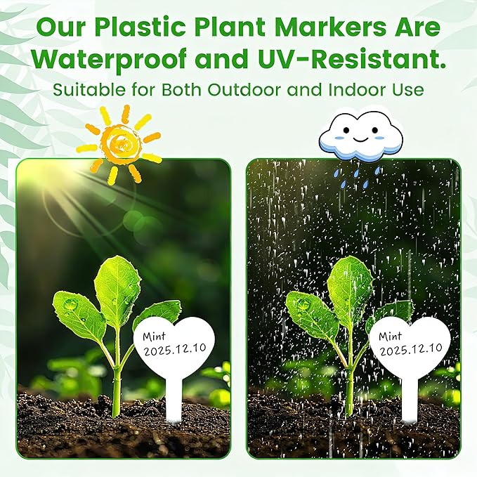 120PCS Plant Tags Plant Labels for Outdoor Garden Waterproof Plastic Seed Labels for Seedlings White Garden Markers with Permanet Marking Pen Plants Tags Gifts for Gardening Lovers