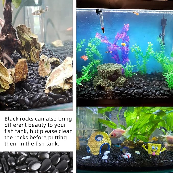 45lb Black Pebbles for Plants,Potting,Succulents Aquarium Fish Tank Vases Decorative Garden Polished Gravel Rocks Stones