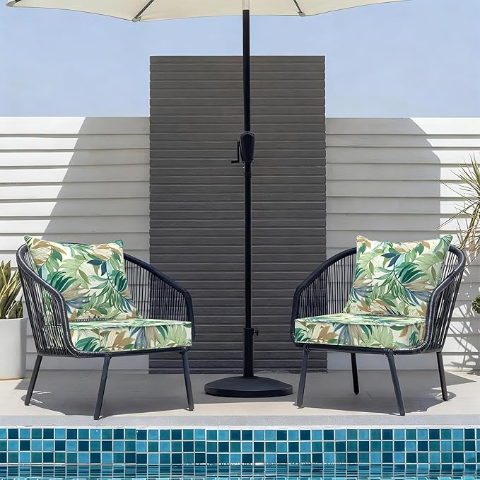 Outdoor Deep Seat Cushion Set, Water Repellent 22"x22" Patio Thick Cushions Replacement with Seat & Back Pillow for Patio Sofa, Wicker Chair, Couch - Lush Leaf Green