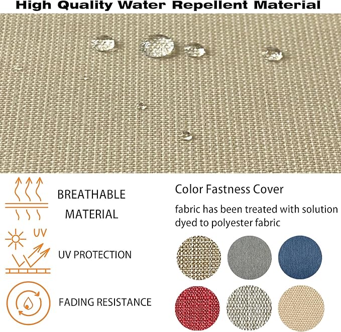 24x24 Inch Outdoor Deep Seat Cushions Set of 2,Thick High-Density Foam, Piped Edges & YKK Hidden Zipper,Water-Resistant UV-Resistant Polyester for Patio Furniture,Beige