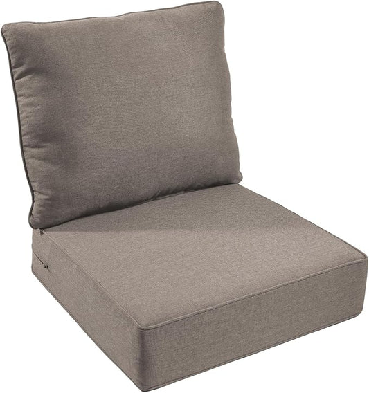 Outdoor Chair Cushion Set, 24x24 Waterproof Patio Chair Cushions, 6" Thickened Seat Cushion for Outdoor Chairs and Couch, Include 1 Back & 1 Seat Cushion, Thick/Grey