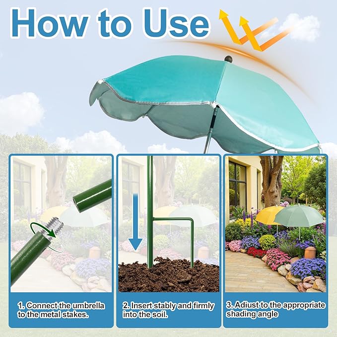 5 Pcs Plant Umbrellas with Adjustable Angle, 23.6 Inch Sun Shade Cover for Outdoor Potted Plants, Garden Beds & Patio Flowers, UV Protection & Easy Setup