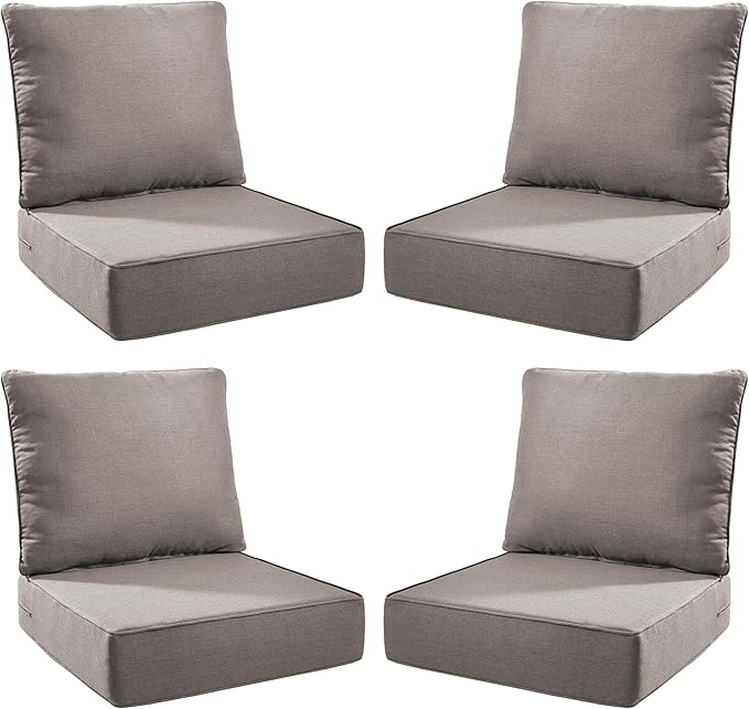 Luxury Outdoor Seat Cushion Set-24 x 24 x 6 Inch Outdoor Chair Cushions with Water Resistant & Removable Cover Outdoor Cushions for Patio Furniture Chair Sofa Couch